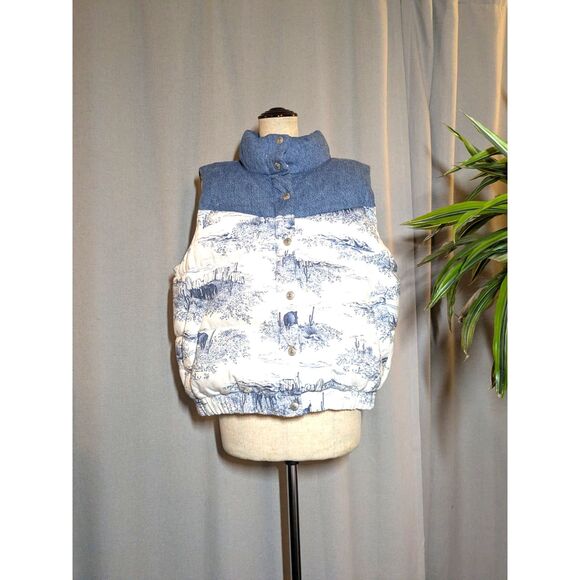 Levi's Puffer Vest Juno Western Blue Denim XL Women's - Picture 2 of 9